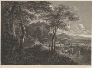 Landskap med fengslede landeveifolk Banditti-fanger (tittel på objekt) av John Browne
