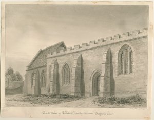 Abbots Bromley Church: sepia-tegning av John Buckler