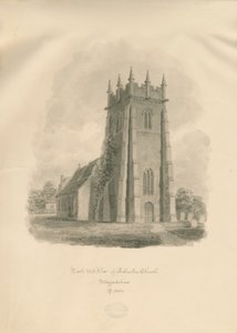 Adbaston Church: sepia-tegning av John Buckler
