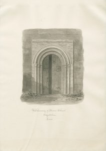 Alrewas kirke - West Doorway: sepia-tegning av John Buckler