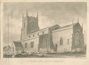 Alstonfield Church: sepia-tegning, 1839 av John Buckler