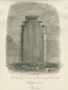 Armitage Church - North Doorway: sepia-tegning av John Buckler