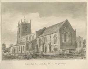 Audley Church: sepia-tegning, 1840 av John Buckler
