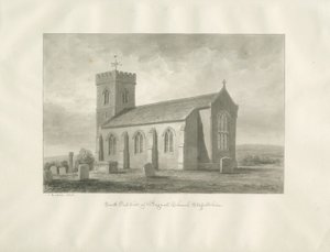 Bagnall kirke: sepia-tegning, 1848 av John Buckler
