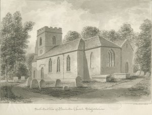 Barlaston Church: sepia-tegning, 1844 av John Buckler