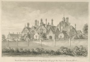 Barton under Needwood - "Barton Hall": sepia-tegning, 1839 av John Buckler