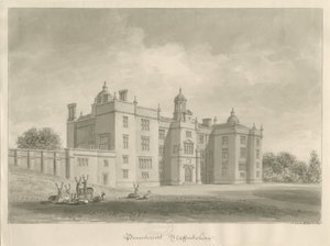 Beaudesert Hall and Park: sepia-tegning av John Buckler