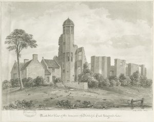 Biddulph Hall (gammel): sepia-tegning av John Buckler