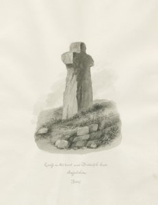 Biddulph Hall - kors : sepia tegning av John Buckler