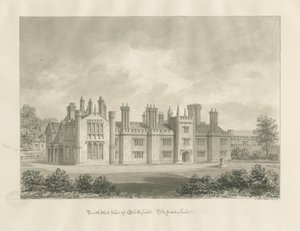 Blithfield Hall: sepia-tegning, 1823 av John Buckler
