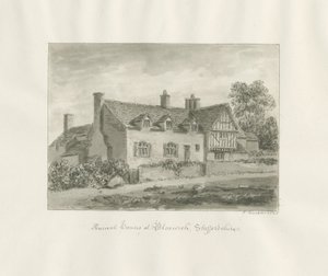 Bloxwich - eldgammelt hus: sepia-tegning av John Buckler