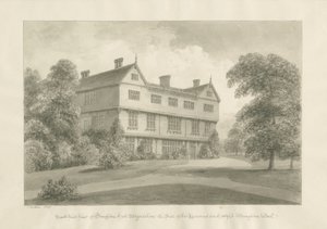 Broughton Hall: sepia-tegning, 1848 av John Buckler