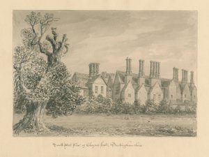 Buckinghamshire - Chenies Hall: sepia-tegning, 1824 av John Buckler