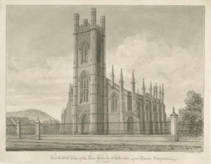 Burton-upon-Trent - Holy Trinity Church: sepia-tegning, 1839 av John Buckler