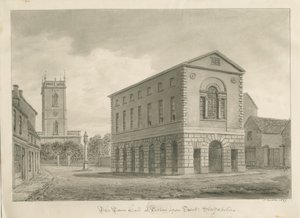 Burton-upon-Trent - Rådhuset: sepia-tegning av John Buckler