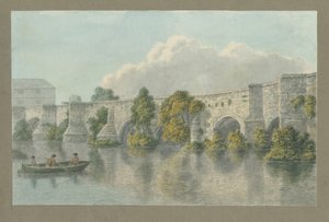 Burton-upon-Trent Bridge and Town: vannfargemaleri, og [?1700-tallet] av John Buckler