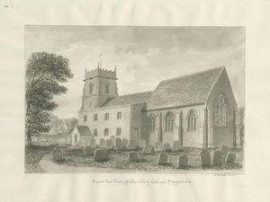 Bushbury Church: sepia-tegning, 1845 av John Buckler