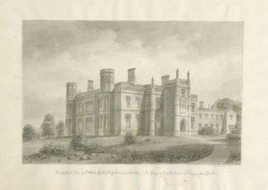 Butterton Hall: sepia-tegning av John Buckler