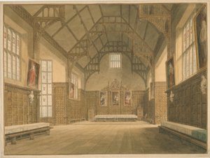 Cambridgeshire - Trinity College Hall - Interior View, 1818 av John Buckler