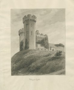 Castle Church - Stafford Castle: sepia-tegning av John Buckler
