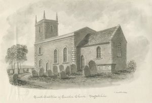 Cauldon Church: sepia-tegning, 1844 av John Buckler
