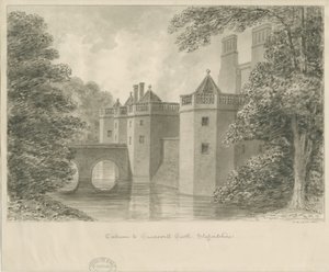 Caverswall Castle: sepia-tegning, 1840 av John Buckler