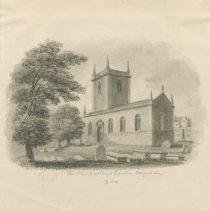 Chapel Chorlton Church: sepia-tegning av John Buckler