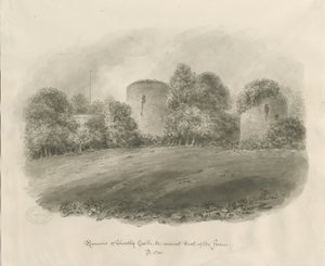 Chartley Castle: sepia-tegning av John Buckler