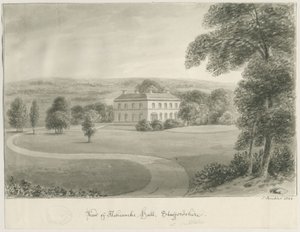 Cheddleton - Ashcombe Hall: sepia-tegning, 1844 av John Buckler