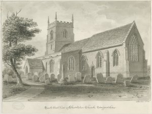 Cheddleton Church: sepia-tegning av John Buckler