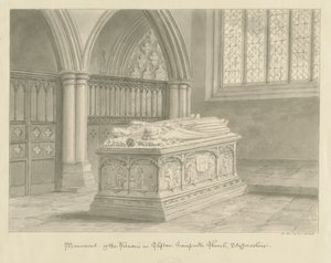 Clifton Campville Church - Vernon Monument: sepia-tegning av John Buckler