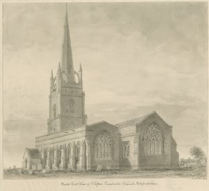 Clifton Campville Church: sepia-tegning av John Buckler