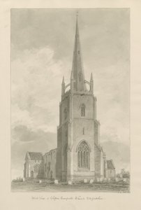 Clifton Campville Church: sepia-tegning, 1838 av John Buckler