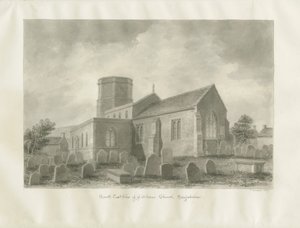 Dilhorne kirke: sepia tegning av John Buckler