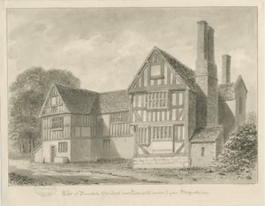 Dimsdale Old Hall: sepia-tegning, 1841 av John Buckler