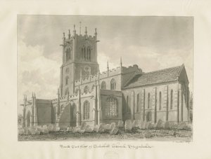 Eccleshall kirke: sepia-tegning av John Buckler