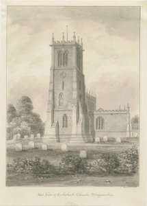 Eccleshall kirke: sepia-tegning av John Buckler