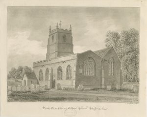 Elford Church: sepia-tegning, 1838 av John Buckler