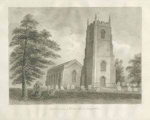 Ellastone Church: sepia-tegning, 1847 av John Buckler