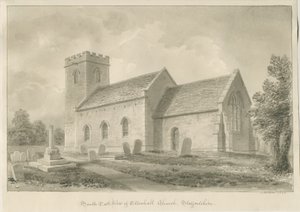 Ellenhall kirke: sepia-tegning av John Buckler