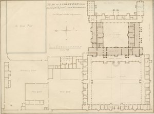 Essex - Audley End - Plan: sepia-tegning, 1815 av John Buckler
