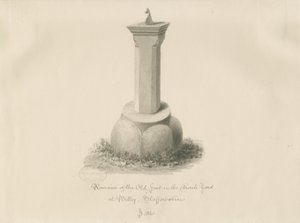 Font ved Betley Church: sepia-tegning av John Buckler