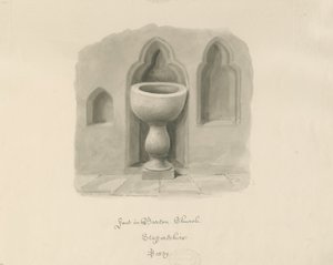 Font i Barton under Needwood Church: sepia-tegning av John Buckler