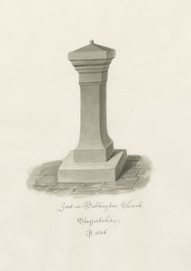 Font i Bobbington Church: sepia-tegning av John Buckler