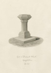 Font i Bucknall Church: sepia-tegning av John Buckler