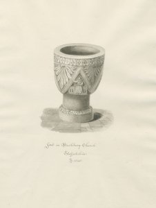 Font i Bushbury Church: sepia-tegning av John Buckler