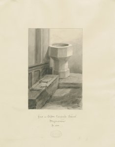 Font i Clifton Campville Church: sepia-tegning av John Buckler