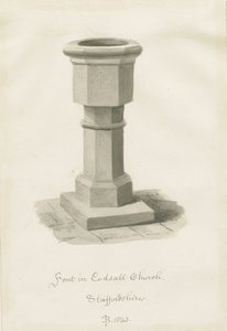 Font i Codsall Church: sepia-tegning av John Buckler