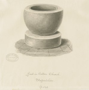 Font i Colton Church: sepia-tegning, 1842 av John Buckler