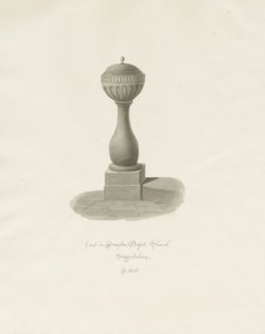 Font i Drayton Bassett Church: sepia-tegning, 1848 av John Buckler